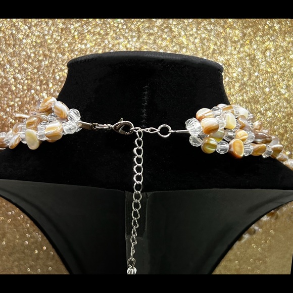 Vintage Mother of Pearl & Crystal Graduated Four Strand Natural Beauty - Picture 5 of 5